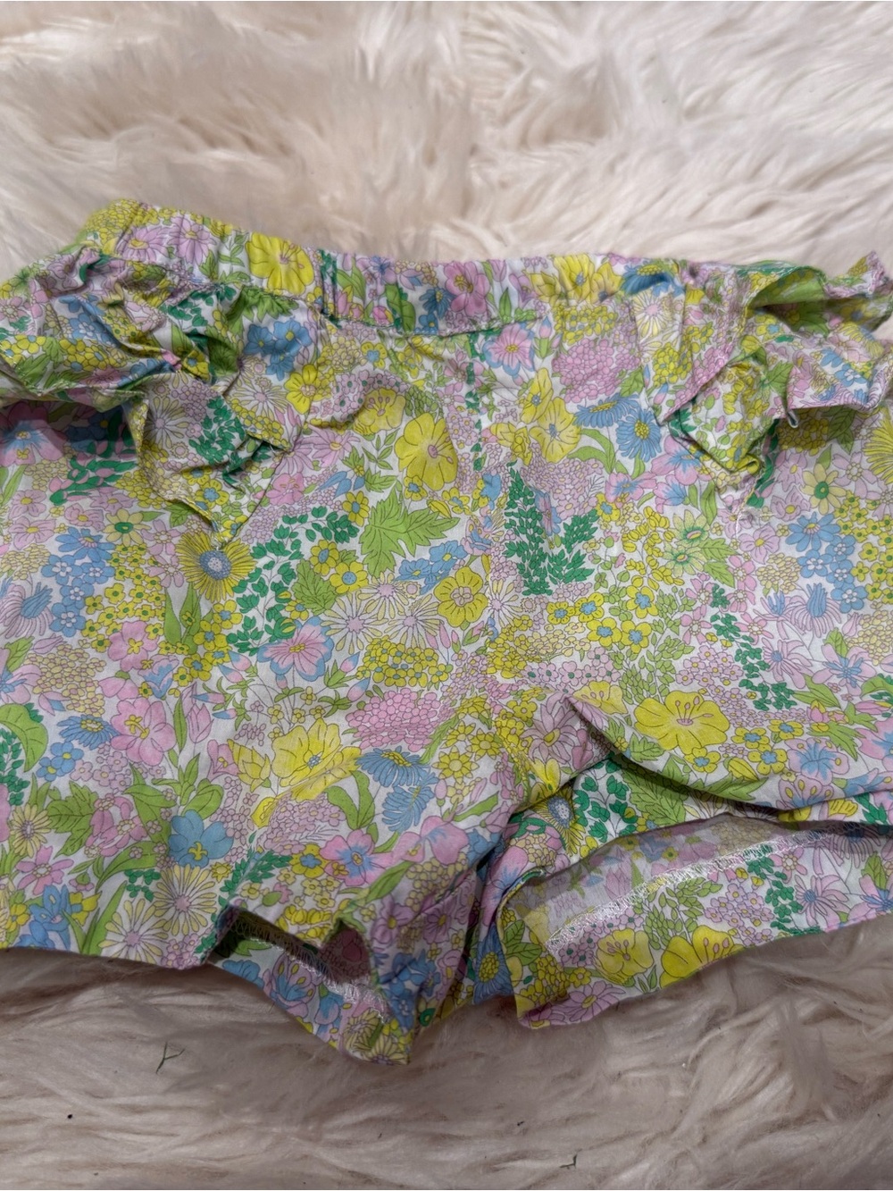 Jacadi Pastel Floral Ruffle Shorts - Yellow, Green, Pink, Blue size 36m